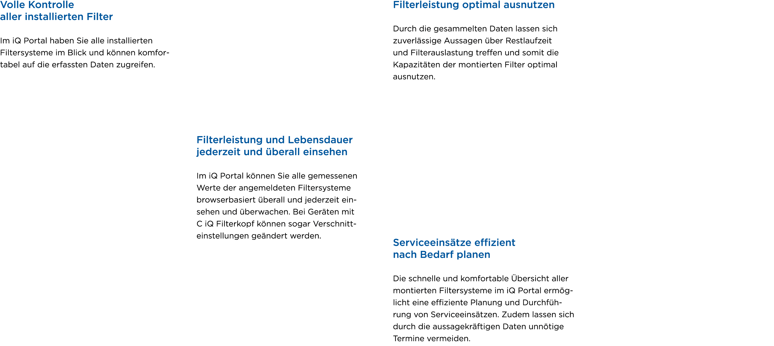Volle Kontrolle aller installierten Filter Im iQ Portal haben Sie alle installierten Filtersysteme im Blick und k nne...