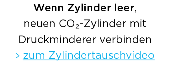 Wenn Zylinder leer, neuen CO₂ Zylinder mit Druckminderer verbinden  zum Zylindertauschvideo 