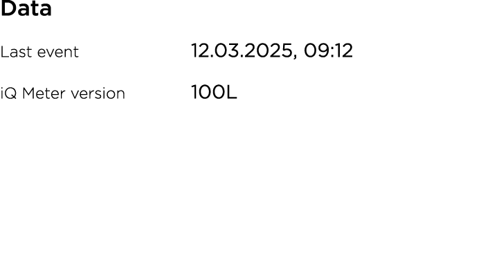 Data Last event 12.03.2025, 09:12 iQ Meter version 100L